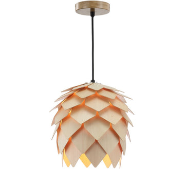 Simon 11.75" Pinecone Wood LED Pendant - JONATHAN Y